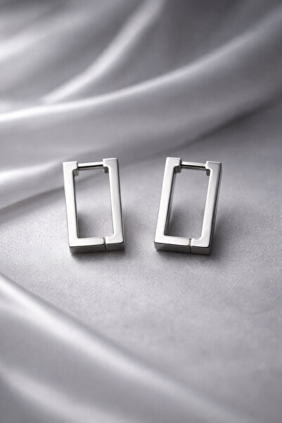 POEM JEWELLERY 925 Ayar Gümüş Rodyum Kaplama Geometrik Dikdörtgen Halka Pasla...