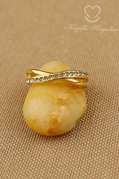 Keyifli Hayaller Çelik Yüzük - Ayarlanabilir Çelik Çapraz Taşlı Yüzük Kararma...