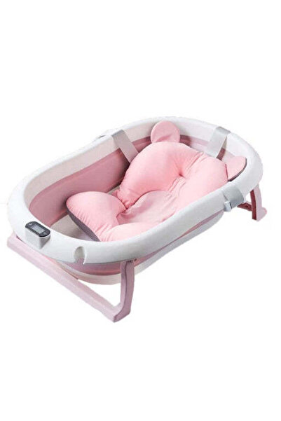 AT Performance Cădiță pliabilă roz pentru nou-născuți cu pernă și termometru ...