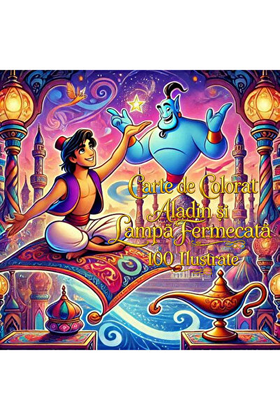 Disney Aladdin and the Magic Lamp Coloring Book 100 Illustrations A4 Laminate...