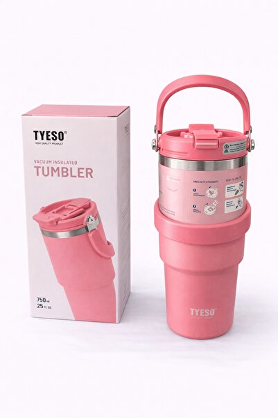OEM TYESO 750 ml thermal cup, double-walled stainless steel thermos with side...