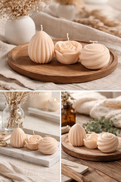 Rovitech Set of 3 Handmade Scented Candles, Soy Wax, Cashmere Woods