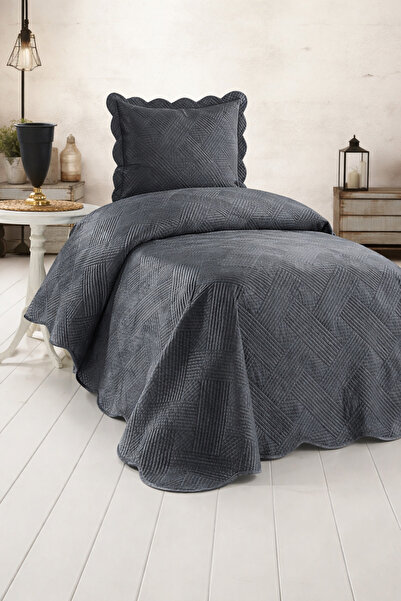 Bikaya Home Toyo Vera Single Bedspread Set |   180X240 cm |   Soft Velvet Tex...