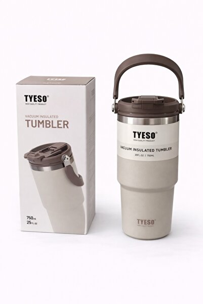 OEM TYESO 750 ml thermal cup, double-walled stainless steel thermos with side...