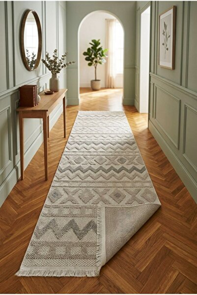 LEİVA HOME Monaco 0038 Krem Gri Bohem Sisal Bukle Yumuşak Özel Kesim Salon Ko...