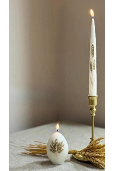SCA CANDLE Dekoratif Mum Buğday model şamdan Mum + Yümürta model set toplam 2...