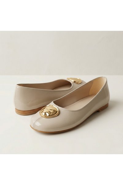 TopukTrend Women's Babet Gold Buckle Leather Babet Women's Daily Comfortable Stylish Flat Sole Classic Shoes