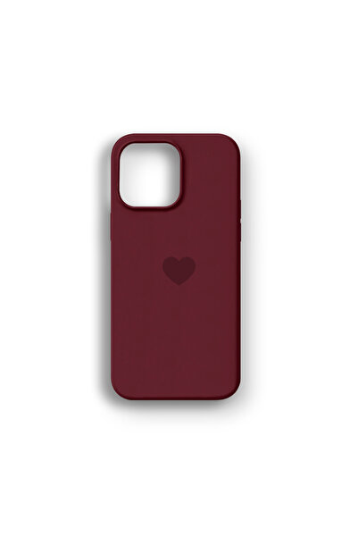 ila bags iPhone 11 Pro Max Uyumlu Bordo Kalp Logolu Lansman Telefon Kılıfı