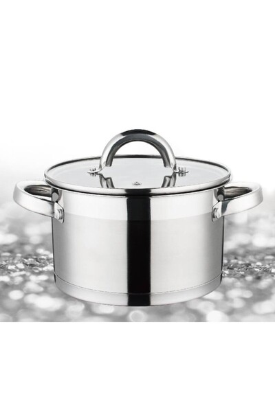 Antoniabeautyshop Stainless steel saucepan, induction hob compatible, with gl...