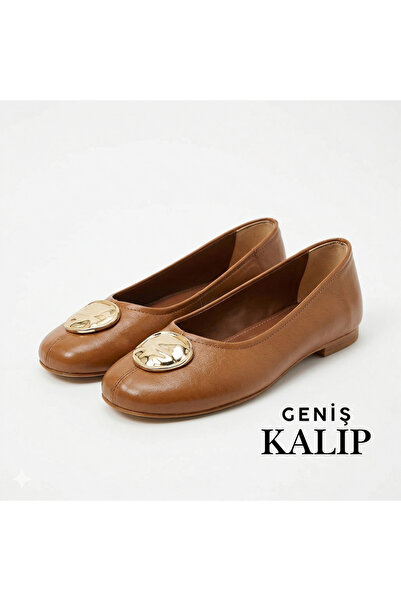 TopukTrend حذاء باليه نسائي من الجلد بإبزيم ذهبي، حذاء كلاسيكي مريح وعصري للن...