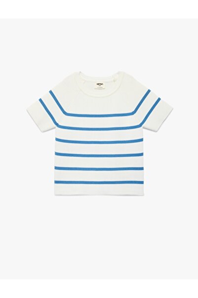 Koton Момичешка плетена блуза от вискозна смес, с къс ръкав, кръгло деколте и...