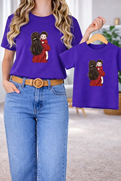 LORVEX Tricou Mamă-Fiică Combinație Oversize – Tricou cu imprimeu Mamă și Cop...