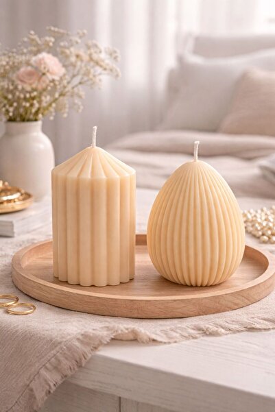 Rovitech Set de 2 lumânări decorative lucrate manual din ceară de soia – Parfum Lemn de Cașmir
