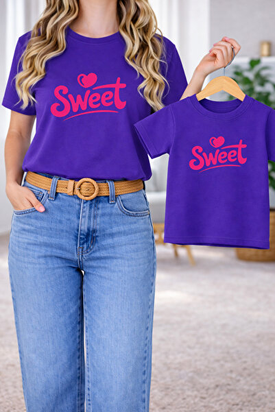 LORVEX Tricou Mamă-Fiică Combinație Oversize – Tricou cu imprimeu Mamă și Cop...