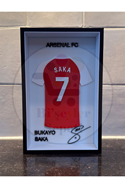 Bi'şeyler Sepeti Bukayo Saka - Arsenal FC - Forma İmzalı Çerçeve Hediyelik 14...