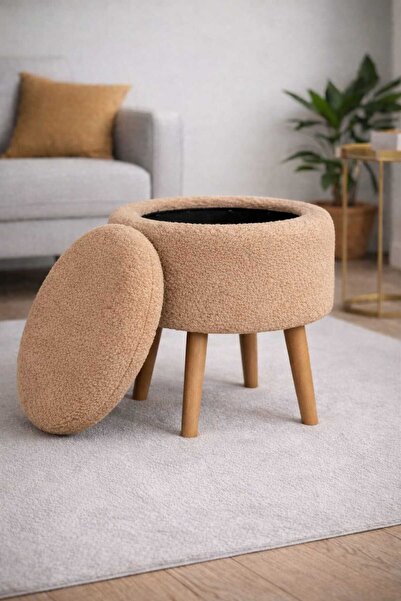 PUFMANYA TUĞBA-X SANDIKLI PELUŞ KUMAŞLI ÇOK AMAÇLI GÜRGEN AYAKLI PUF KOLTUK