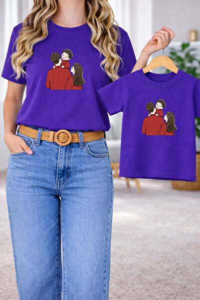 LORVEX Tricou Mamă-Fiică Combinație Oversize – Tricou cu imprimeu Mamă și Cop...