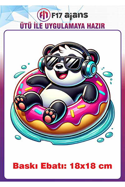 F17 Ajans Panda Yaz Temalı Ütü ile Yapışan Tekstil Kumaş Tişört Baskı