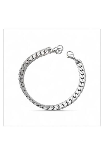ESJ Stainless Steel Knitted Flat Cuban Style Unisex Bracelet 8 mm 20 5 cm
