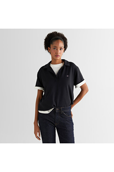 Gant Kadın Siyah Relaxed Fit Polo Yaka Polo