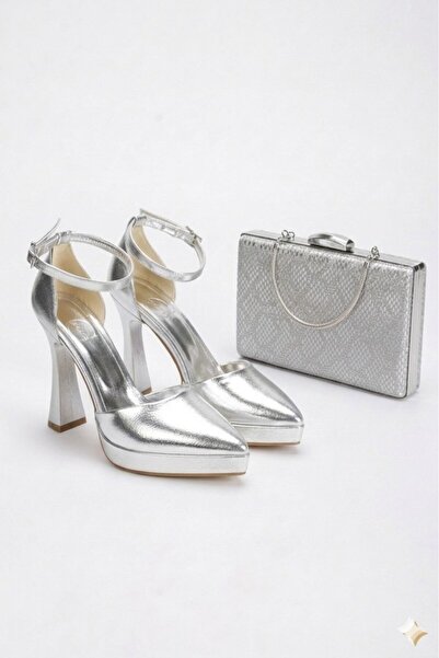 Akçetin Moda Women's Pointed Toe Platform Evening Dress Shoes and Bag Set
