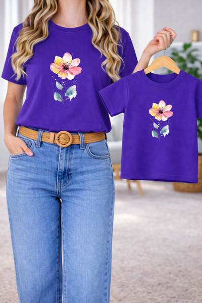 LORVEX Tricou Mamă-Fiică Combinație Oversize – Tricou cu imprimeu Mamă și Cop...