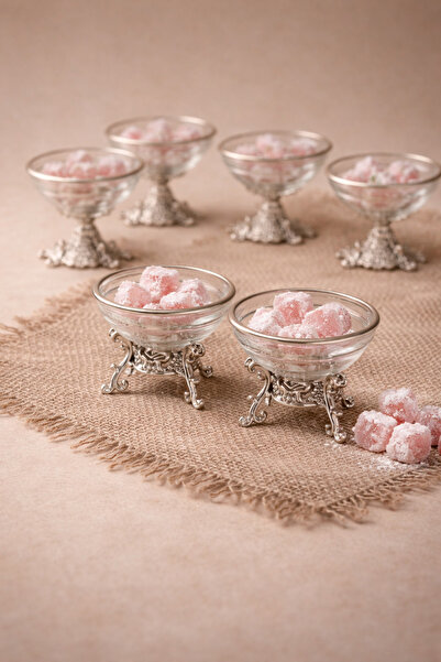 sahane & bazaar 6’lı Gold & Gümüş Renk Metal Ayaklı -Çerezlik- Sunumluk-Kase-...