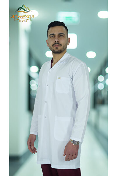 apwexqa tekstil Men's Classic Collar Long Size Long Sleeve Doctor Teacher Pha...