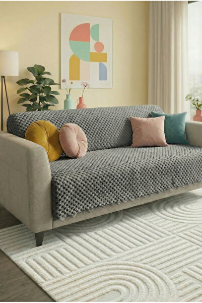 Mariesse Home 100% Bamboo Anthracite Soft Fleece K Sofa Cover Multi-Purpose S...