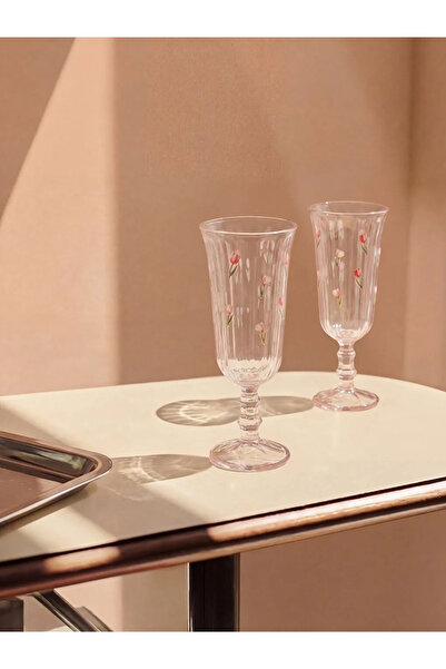 LC Waikiki LCW HOME Karışık Baskılı Ayaklı Cam Su Bardağı 2'li 120 Ml