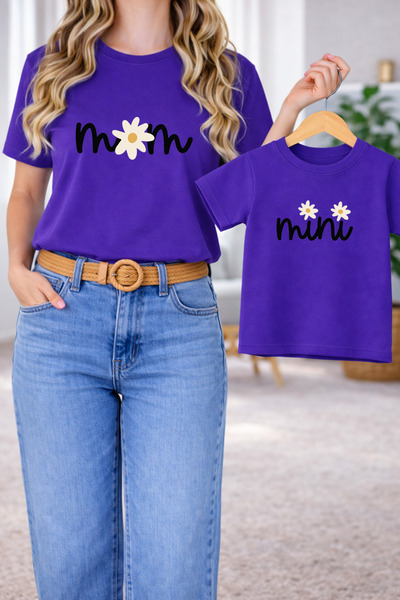 LORVEX Tricou Mamă-Fiică Combinație Oversize – Tricou cu imprimeu Mamă și Cop...