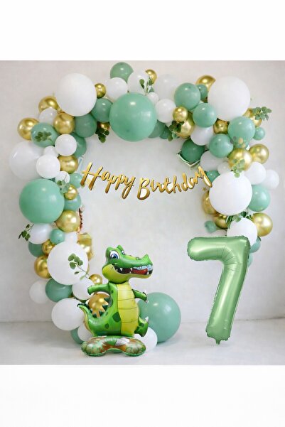 BKMC PARTY Dinosaur Themed Birthday Balloon Party Set Green Gold Balloon Set ...