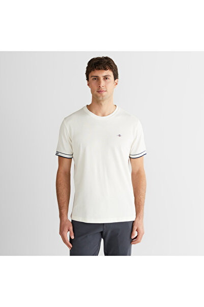 Gant Erkek Beyaz Regular Fit Bisiklet Yaka T-Shirt