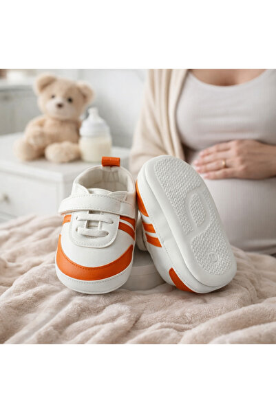 Bebelul BEBLUX white and orange sneakers for babies