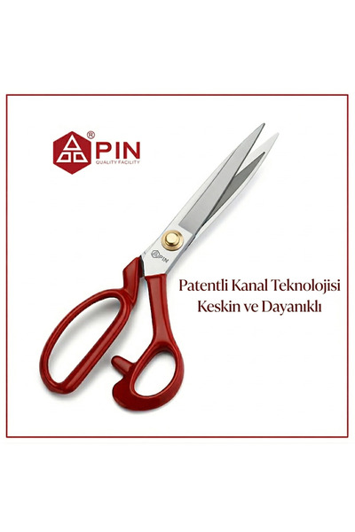 Pin Profesyonel Kırmızı Terzi Makası 9 İnç - Yüksek Kaliteli Dikiş ve Kumaş K...