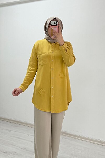 T Moda Store My Magazin Premium Fabric Star Detailed Snap Button Hijab