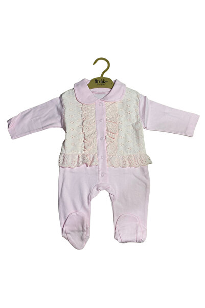 OEM Elegant baby jumpsuit with decorative lace and round collar