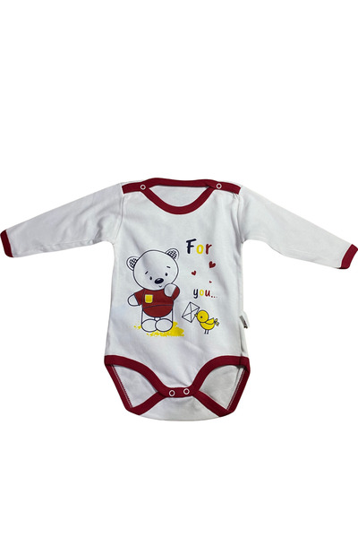 OEM Long-sleeved baby bodysuit – For You teddy bear pattern