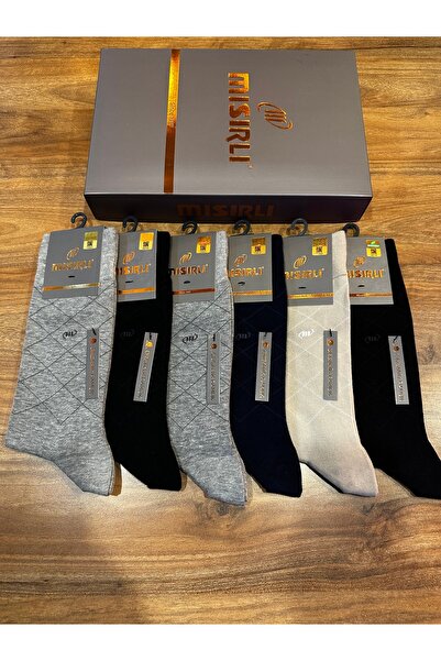 Mısırlı Men's Organic Cotton Seamless Comfortable Plaid Stripe Socks 6-Pack
