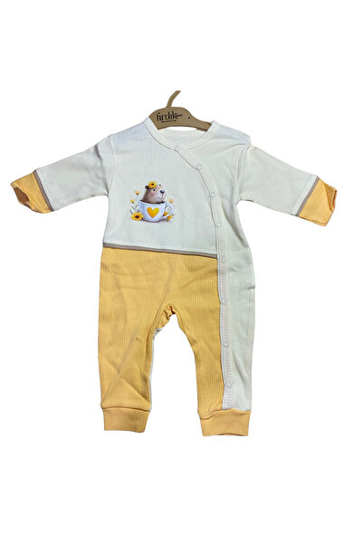 OEM Baby jumpsuit with teddy bear print and two-tone design