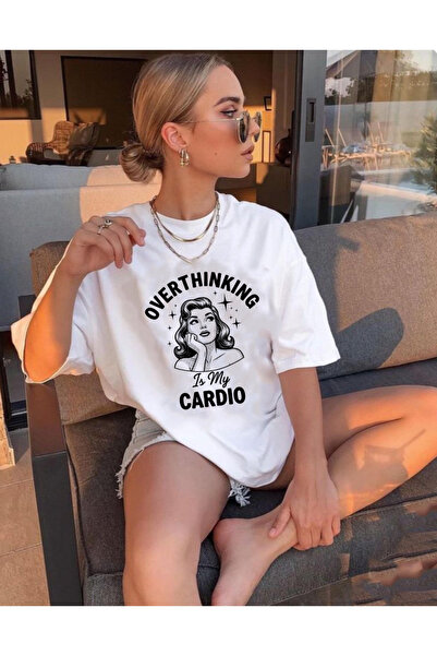 SUNFREE RETRO VINTAGE WOMAN Tricou alb din bumbac, supradimensionat, cu impri...