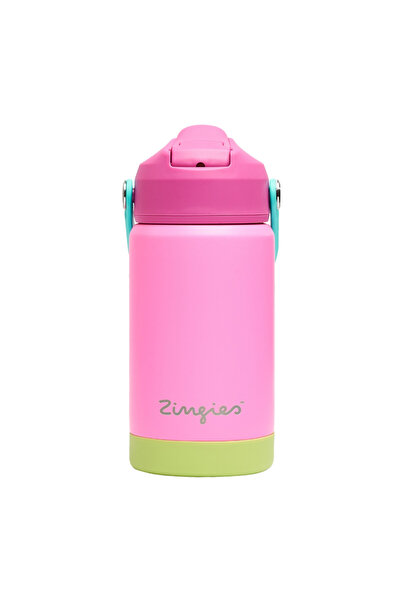 Zingies Luca Ανοξείδωτο Παγούρι Νερού με Καπάκι με Καλαμάκι 350ml / 12oz Ροζ
