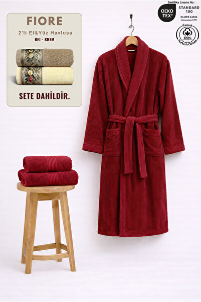 Ellaline 3 Piece Striped Women's Bathrobe Set 100% Cotton +Fiore 2-Piece Hand...