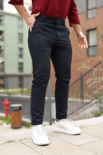 Endap Men's Modern Fit Classic Navy Blue Trousers