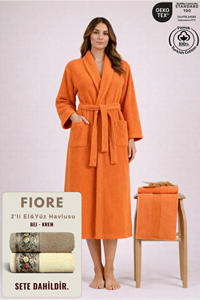 Ellaline 2-Piece Striped Women's Bathrobe Set 100% Certified Cotton + Fiore 2...