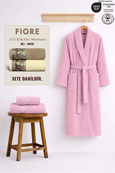 Ellaline 3 Piece Women's Shawl Bathrobe Set 100% Cotton +Fiore 2-Piece Cream ...