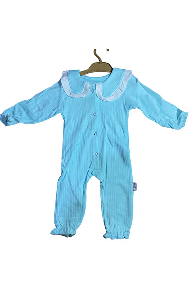 OEM Elegant baby jumpsuit with decorative collar and ribbed texture