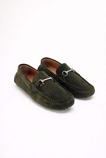 VARNAS Erkek Haki Süet Hakiki Deri Metal Tokalı Loafer Günlük Casual Ayakkabı...