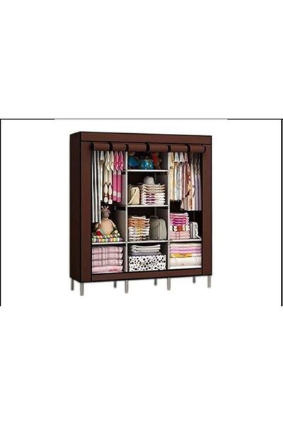 SimpluAcasa Textile wardrobe with 3 compartments for clothes, zipper closure,...