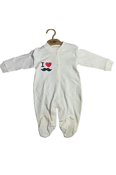 OEM Ριμπ φόρμα μωρού με ποδαράκια – "I " ❤️ σχέδιο με μουστάκι